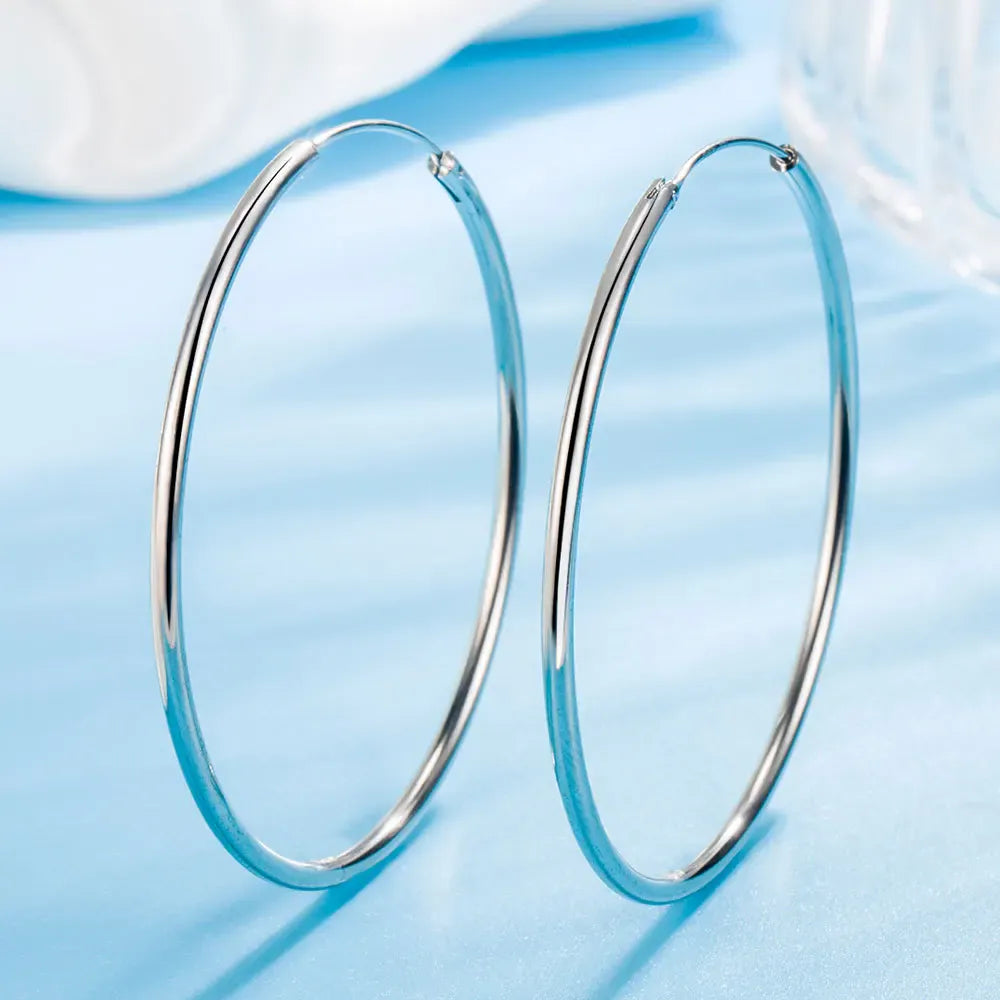 KissICON 3/4/5/6CM Round Hoop Earrings  925 Sterling Silver For Women Party Luxury Jewelry Accessories 2024 Trend Argent 925 Jewellery