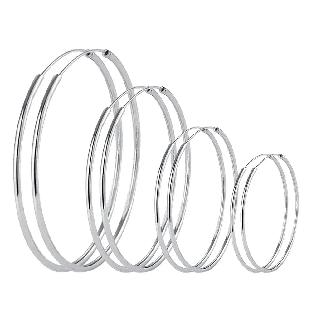 KissICON 3/4/5/6CM Round Hoop Earrings  925 Sterling Silver For Women Party Luxury Jewelry Accessories 2024 Trend Argent 925 Jewellery