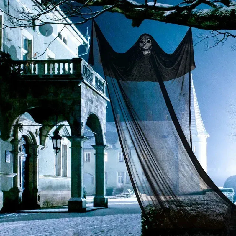 KissICON 3.5M Halloween Hanging Skull Ghost Haunted House Decoration With LED Sound Ghost Ornament Indoor Outdoor Halloween Party Decor