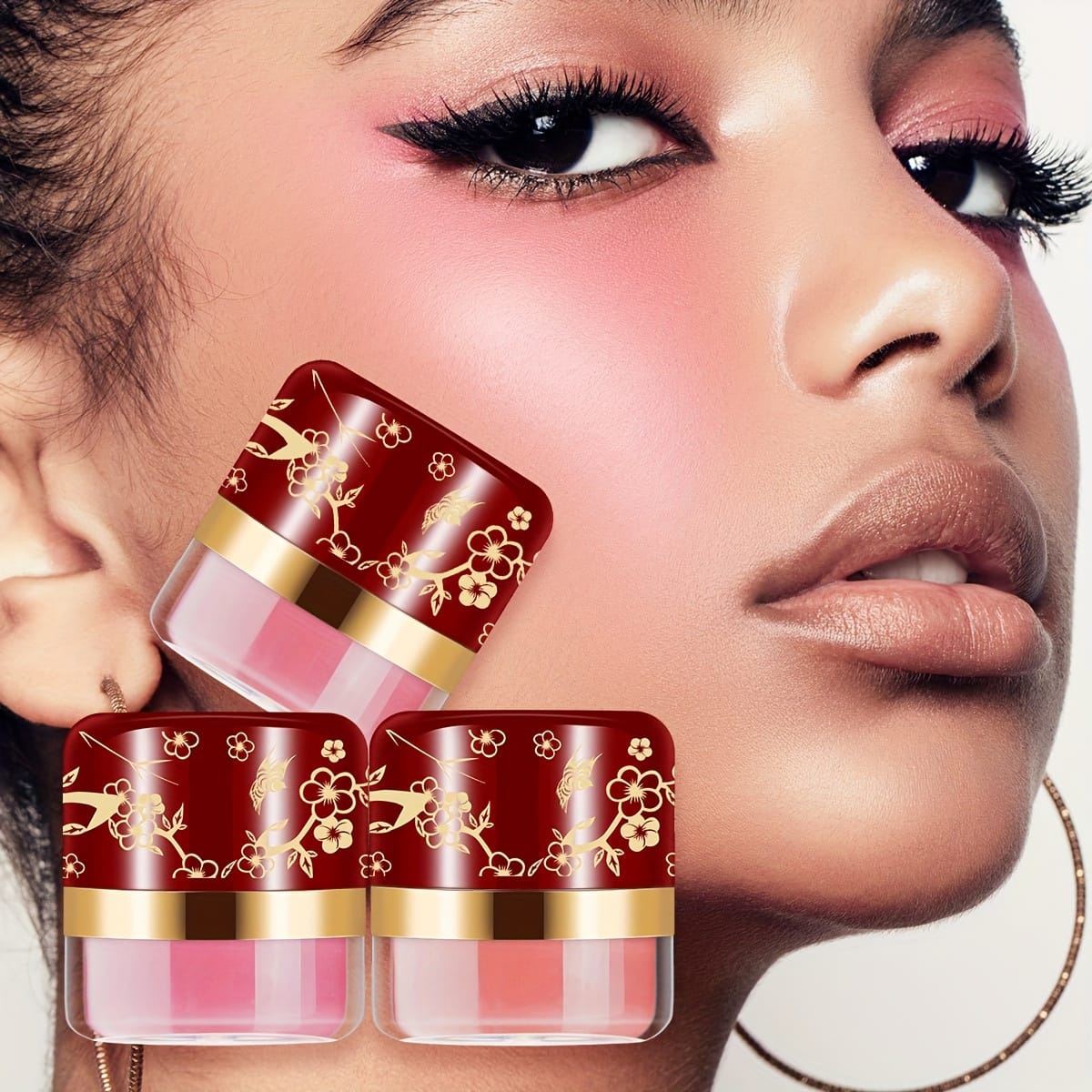 jkthpu-45 3 boxes/set KissIcon Cushion Blush Trio Coral - Waterproof Long
