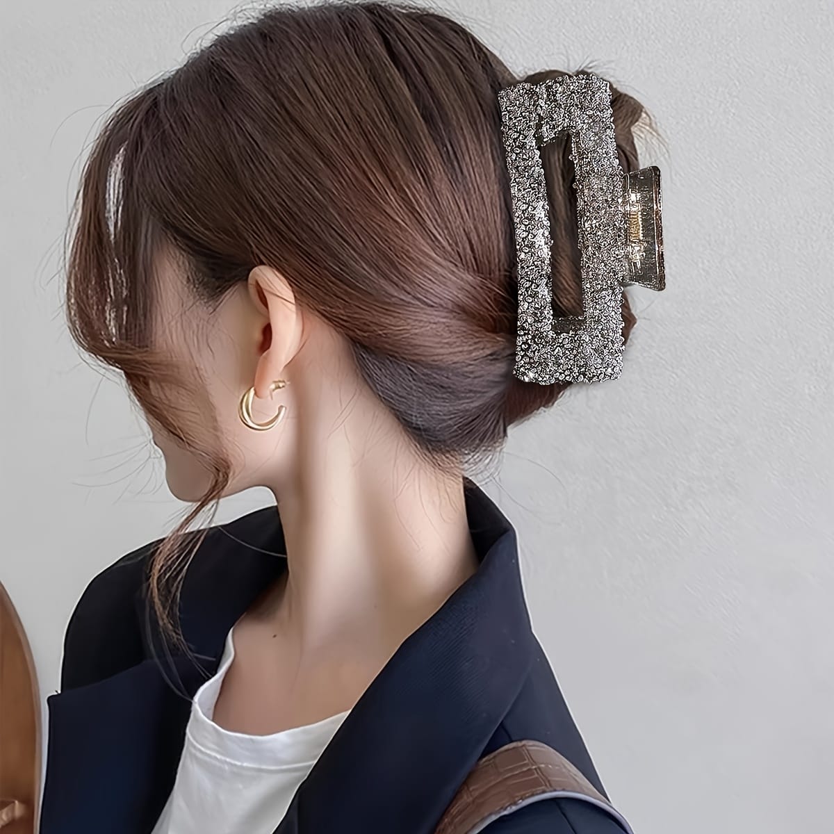 KissICON 3 Colors Packs Sparkling Rhinestone Square Hair Clips Trendy Office Chic Set