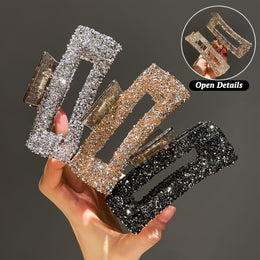 KissICON 3 Colors Packs Sparkling Rhinestone Square Hair Clips Trendy Office Chic Set