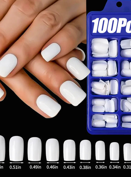 KissICON 3 KissIcon 120Pcs Black Square Nails - Glossy Finish