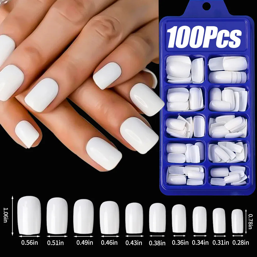 KissICON 3 KissIcon 120Pcs Black Square Nails - Glossy Finish
