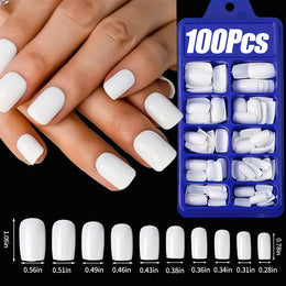 KissICON 3 KissIcon 120Pcs Black Square Nails - Glossy Finish