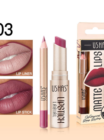 KissICON 3# KissIcon Ushas Lipstick Lipliner Set - Long Lasting