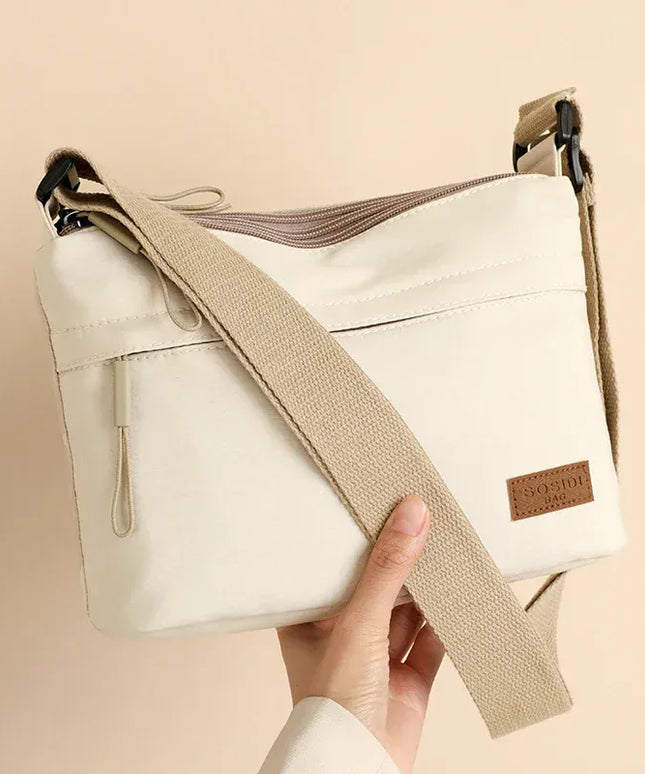 Dropshipman 3 Main Pockets High Capacity Shoulder Crossbody Bag for Women Multi-pocket Purse Canvas Handbag Suitable for Mothers Shopping