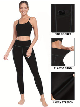 jkthpu-45 3-Pack Women'S High-Waisted Yoga Pants with Side Pockets
