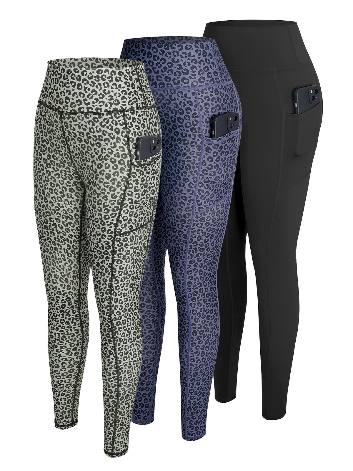 jkthpu-45 3-Pack Women'S High-Waisted Yoga Pants with Side Pockets