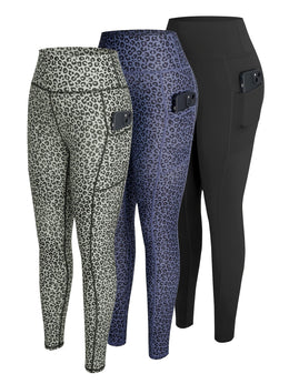 jkthpu-45 3-Pack Women'S High-Waisted Yoga Pants with Side Pockets