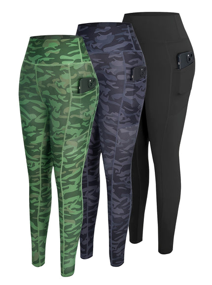jkthpu-45 3-Pack Women'S High-Waisted Yoga Pants with Side Pockets