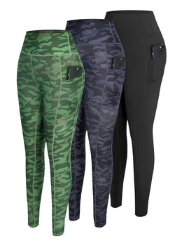 jkthpu-45 3-Pack Women'S High-Waisted Yoga Pants with Side Pockets