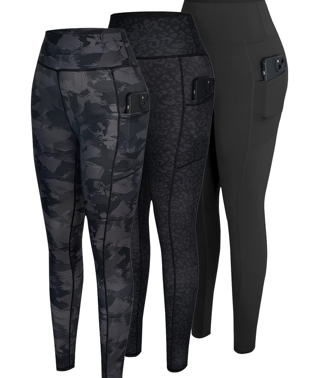 jkthpu-45 3-Pack Women'S High-Waisted Yoga Pants with Side Pockets
