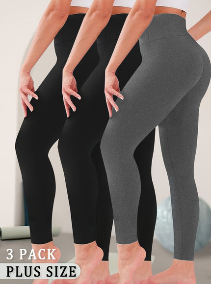 jkthpu-45 3-Pack Women's Plus Size High Waisted Yoga Pants