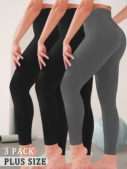 jkthpu-45 3-Pack Women's Plus Size High Waisted Yoga Pants