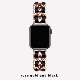 KissICON 3 Rose Gold Black / 38mm 40mm 41mm Women Metal Strap for Apple Watch Band 10 9 8 Ultra 46mm 42mm 49mm 7 SE 6 5 41mm 45mm 44/40mm Lady Gold Steel Bracelet Wristband