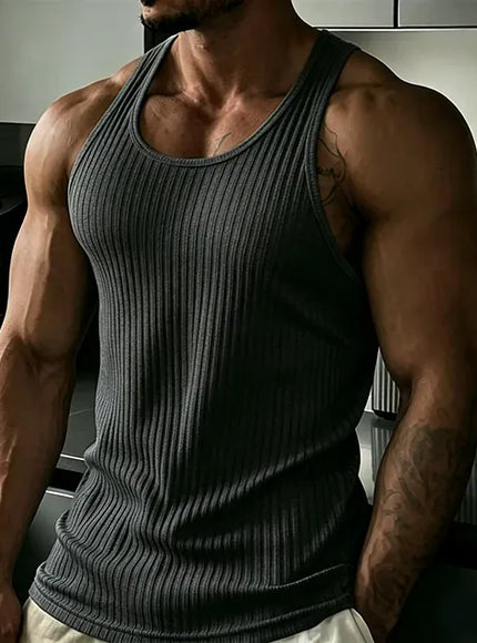 KissICON 3 / S 2026 Mens Slim Fit Rib Knit Fitness Tank Top