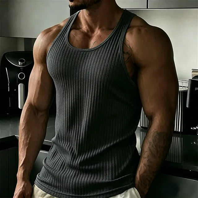 KissICON 3 / S 2026 Mens Slim Fit Rib Knit Fitness Tank Top