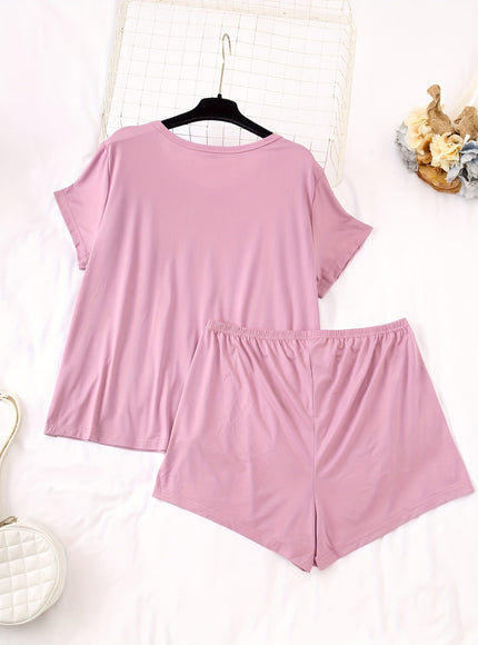 jkthpu-45 3 Sets Women's Plus Casual Pajamas Set, Plus