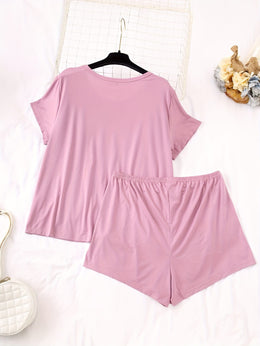 jkthpu-45 3 Sets Women's Plus Casual Pajamas Set, Plus