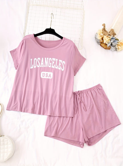jkthpu-45 3 Sets Women's Plus Casual Pajamas Set, Plus