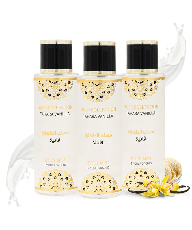 KissICON 3 x Tahara Vanilla 250ml Gulf Orchid Vanilla Musk Tahara Body Mist Bundle