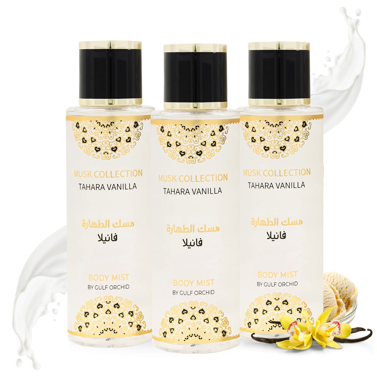 KissICON 3 x Tahara Vanilla 250ml Gulf Orchid Vanilla Musk Tahara Body Mist Bundle