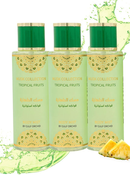 KissICON 3 X Tropical Fruit 250ml Gulf Orchid Musk Tropical Fruit Body Mist Bundle