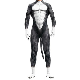 KissICON 3 / XXL Halloween Costume  Adult Mens Wild Animal Cosplay Costume Full Cover 3D Print Beast Petsuit Jumpsuit Bodysuit Tail