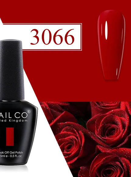 KissICON 3066 💋 Nailco Red Gel Polish - Lasting Soak