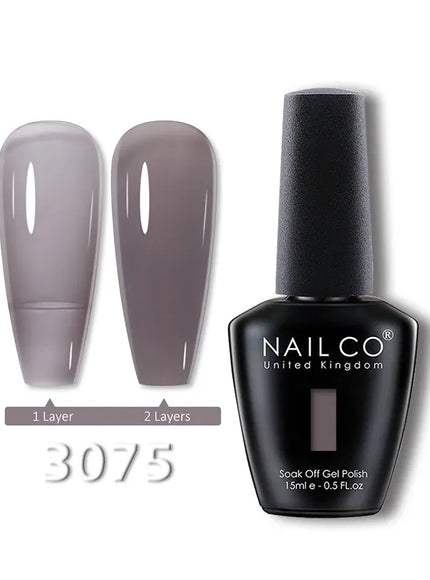 KissICON 3075 💋 Nailco 15ml Translucent Gel Polish-Natural Resin Formula