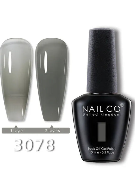KissICON 3078 💋 Nailco 15ml Translucent Gel Polish-Natural Resin Formula
