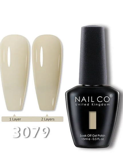 KissICON 3079 💋 Nailco 15ml Translucent Gel Polish-Natural Resin Formula