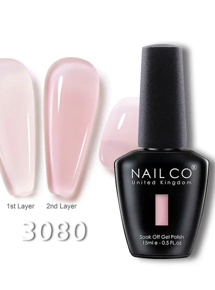 KissICON 3080 💋 Nailco 15ml Translucent Gel Polish-Natural Resin Formula