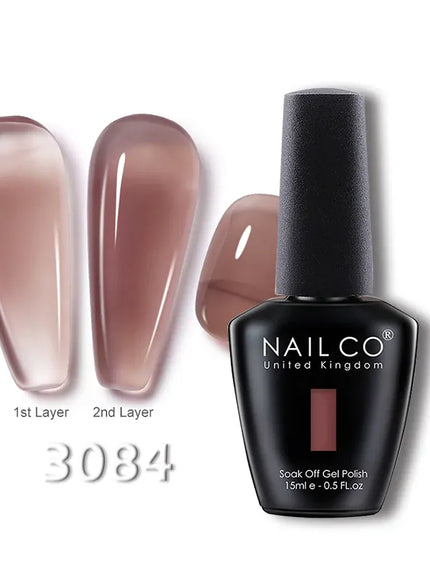 KissICON 3084 💋 Nailco 15ml Translucent Gel Polish-Natural Resin Formula