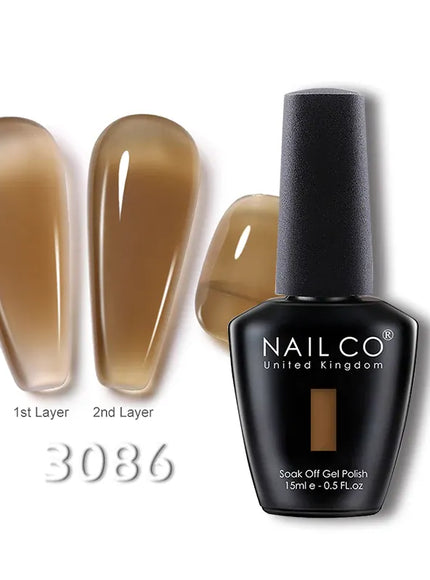 KissICON 3086 💋 Nailco 15ml Translucent Gel Polish-Natural Resin Formula