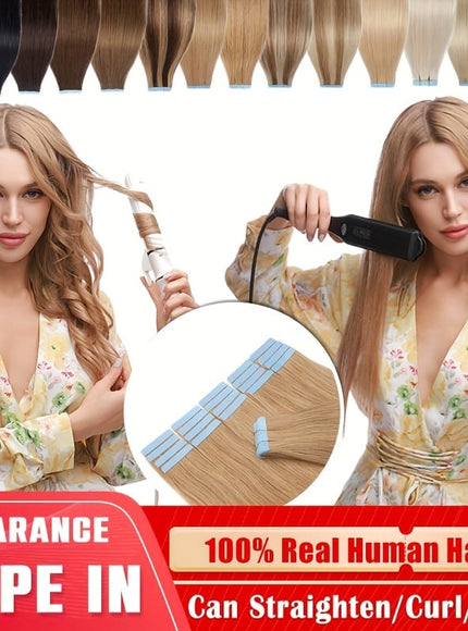 💋 Tape In 100% Human Hair Extensions Weft