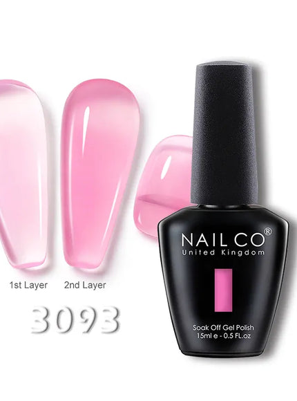 KissICON 3093 💋 Nailco 15ml Translucent Gel Polish-Natural Resin Formula