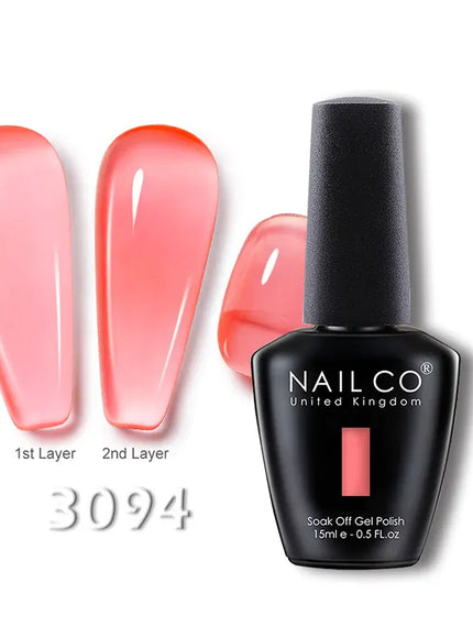 KissICON 3094 💋 Nailco 15ml Translucent Gel Polish-Natural Resin Formula