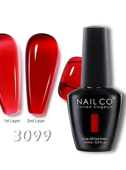 KissICON 3099 💋 Nailco 15ml Translucent Gel Polish-Natural Resin Formula