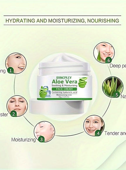 KissICON 30g Aloe Vera Soothing Face Cream Hydrating Hyaluronic Acid