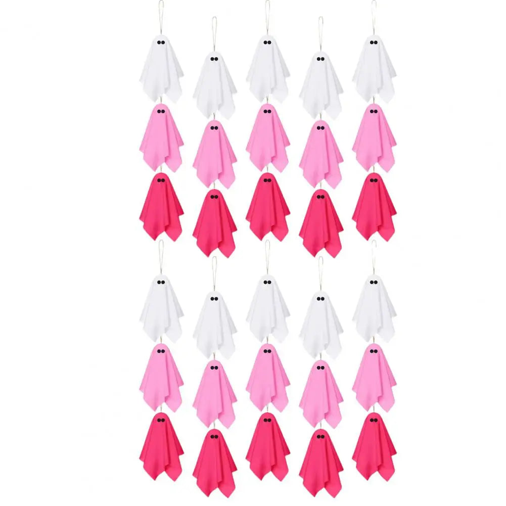 KissICON 30PCS / China Pink Halloween Ghost Decorations Girly Halloween Room Decor Halloween Ghost Hanging Decor Set Pastel Pink White Soft Fabric
