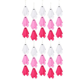 KissICON 30PCS / China Pink Halloween Ghost Decorations Girly Halloween Room Decor Halloween Ghost Hanging Decor Set Pastel Pink White Soft Fabric