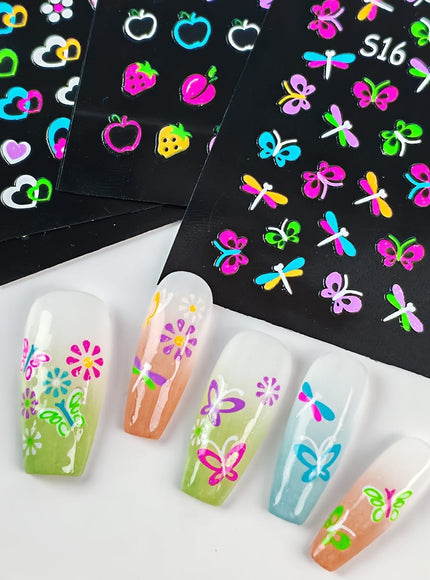 KissICON 30pcs KissIcon 30 Glow In Dark Neon Nail Stickers