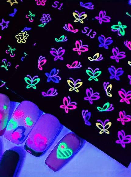 KissICON 30pcs KissIcon 30 Glow In Dark Neon Nail Stickers