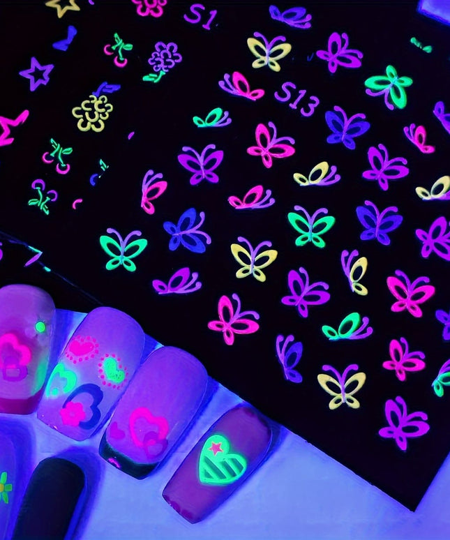 KissICON 30pcs KissIcon 30 Glow In Dark Neon Nail Stickers