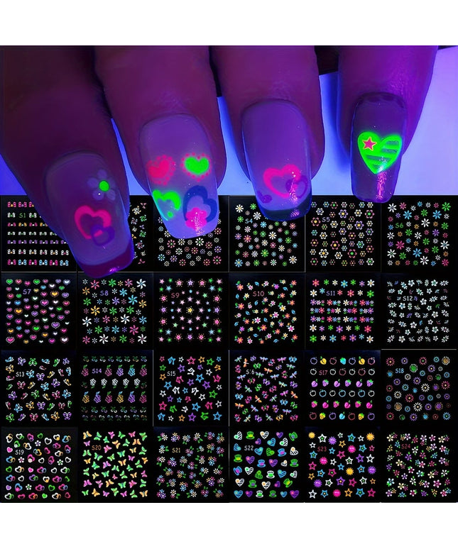 KissICON 30pcs KissIcon 30 Glow In Dark Neon Nail Stickers