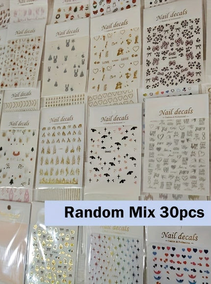 KissICON 30pcs KissIcon 3D Nail Stickers - Self-Adhesive Floral Designs