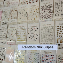 KissICON 30pcs KissIcon 3D Nail Stickers - Self-Adhesive Floral Designs