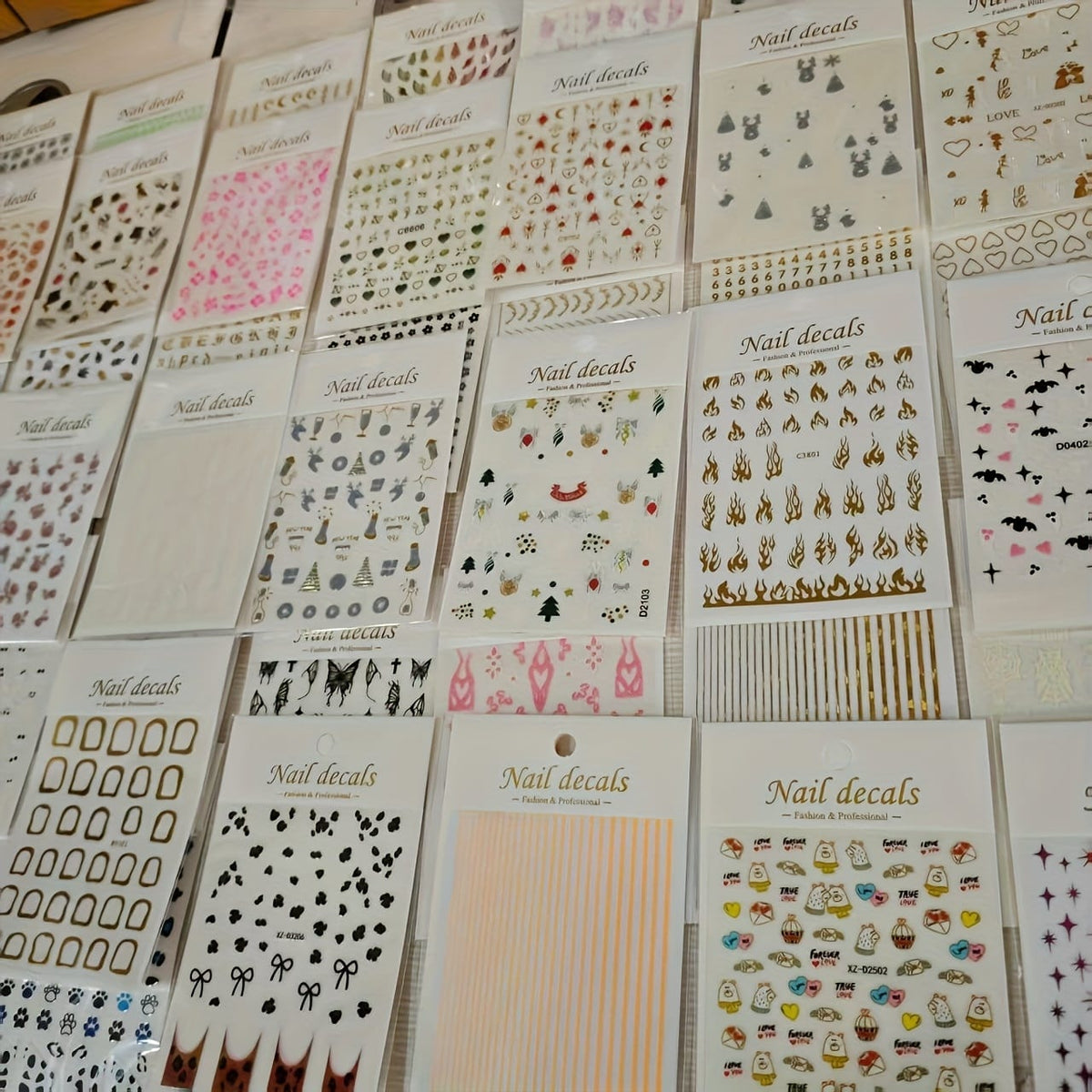 KissICON 30pcs KissIcon 3D Nail Stickers - Self-Adhesive Floral Designs